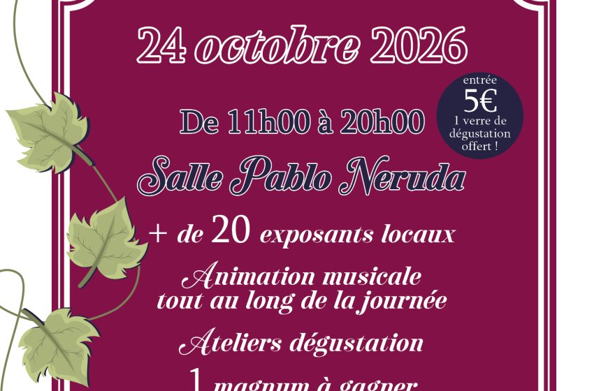 Le salon des vins se déroule aujourd'hui 24/10/2026 de 11h à 20h.