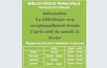 Fermeture exceptionnelle de la bibliothèque municipale François Mitterrand